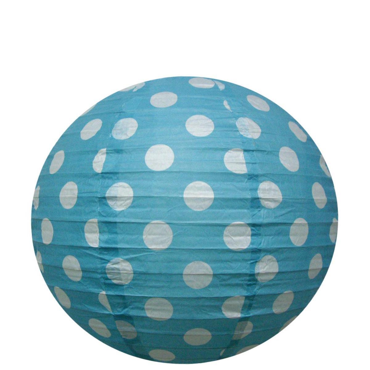 Boule japonaise à pois - Papier - Diamètre 35 cm - Bleu