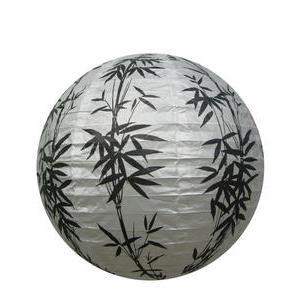 Boule japonaise design bambou - Papier - Diamètre 40 cm - Noir, blanc