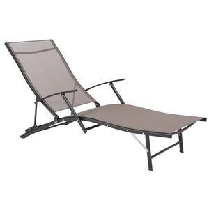 Bain de soleil Moorea - Acier et textilène - 181 x 74 x H 64 cm - Taupe