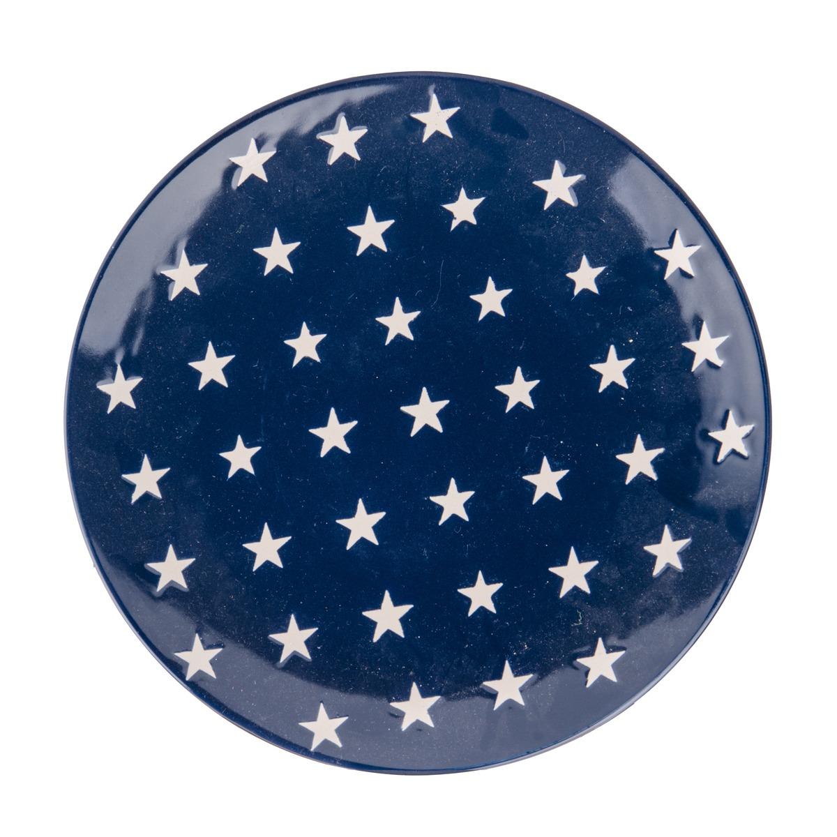 Assiette motif étoile - Diamètre 27 cm - Bleu, Blanc