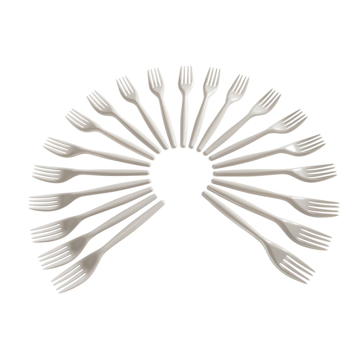 Lot de 20 fourchettes en plastique - Longueur 18 cm - Beige taupe