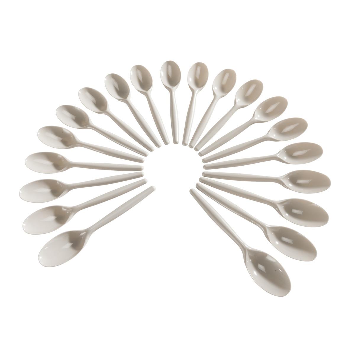 Lot de 20 grandes cuillères en plastique - Longueur 18,5 cm - Beige taupe