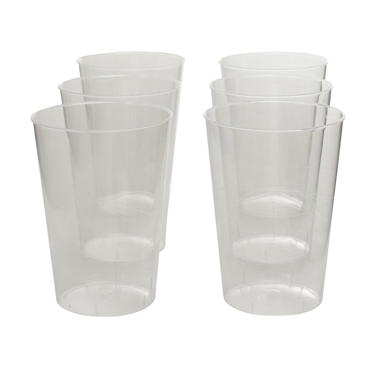 Lot de 6 verres semi-jetables - 23 cl - transparent