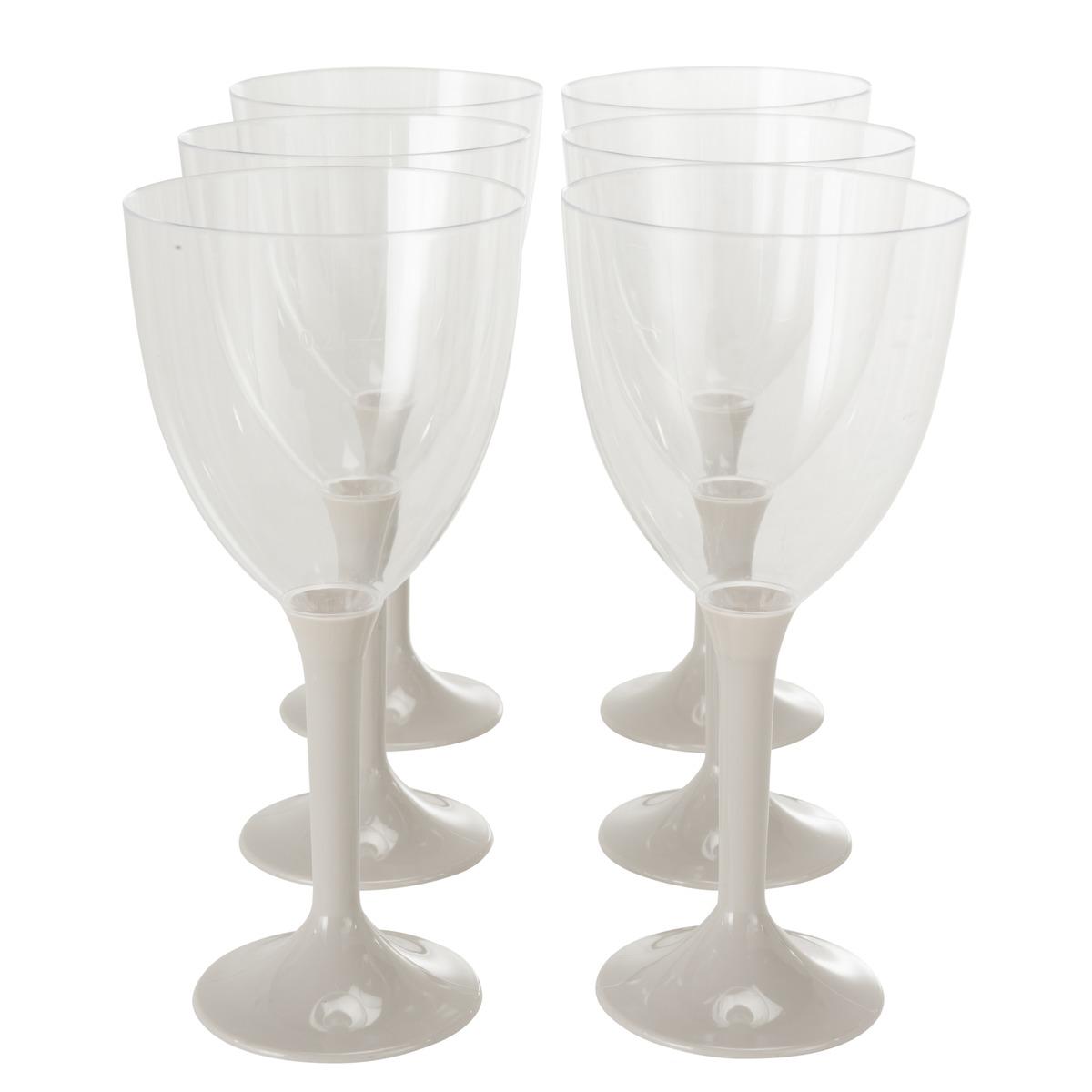 Lot de 6 verres à pied maxi - 30 cl - Beige taupe, Blanc