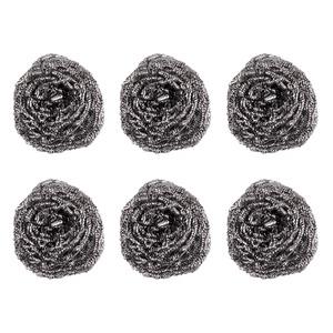 Lot de 6 boules à récurer en acier - Diamètre 5 cm - gris