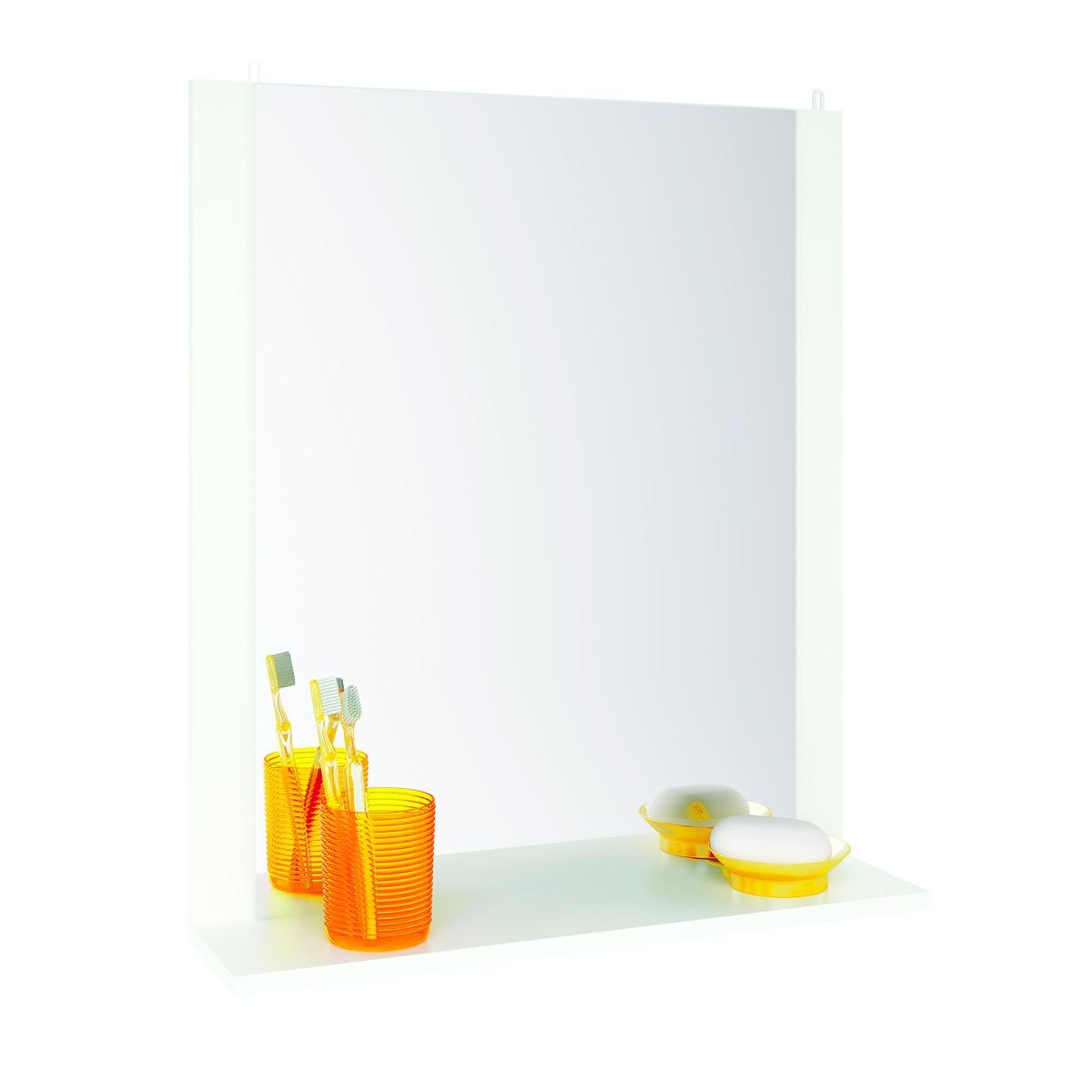 Miroir avec tablette - 60 x 67,6 cm - Blanc