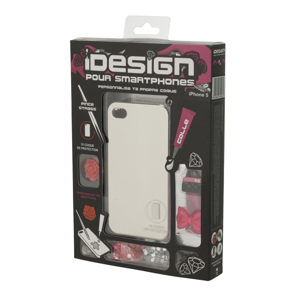 Coque protectrice d'Iphone 5 avec son kit pour la personnaliser - 13,5 x 13,5 x 2,8 cm - blanc