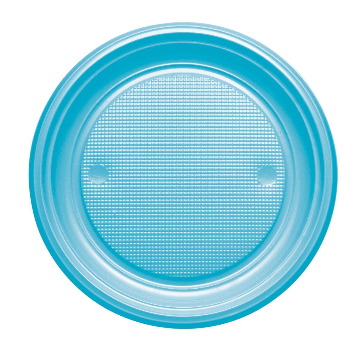 Assiettes jetables en plastique - diamètre 22 cm - bleu turquoise