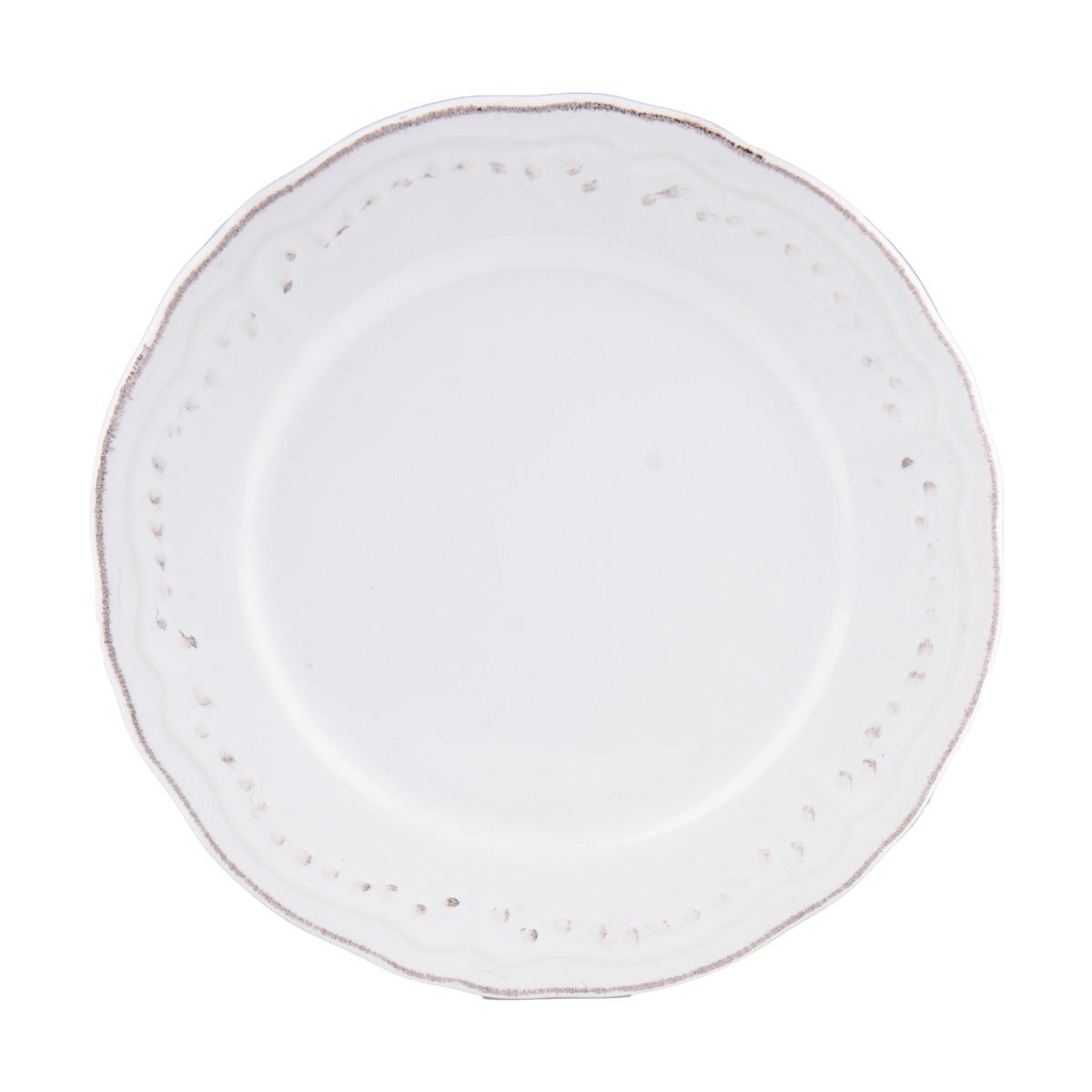 Assiette plate style campagne - diamètre 21,8 cm - blanc