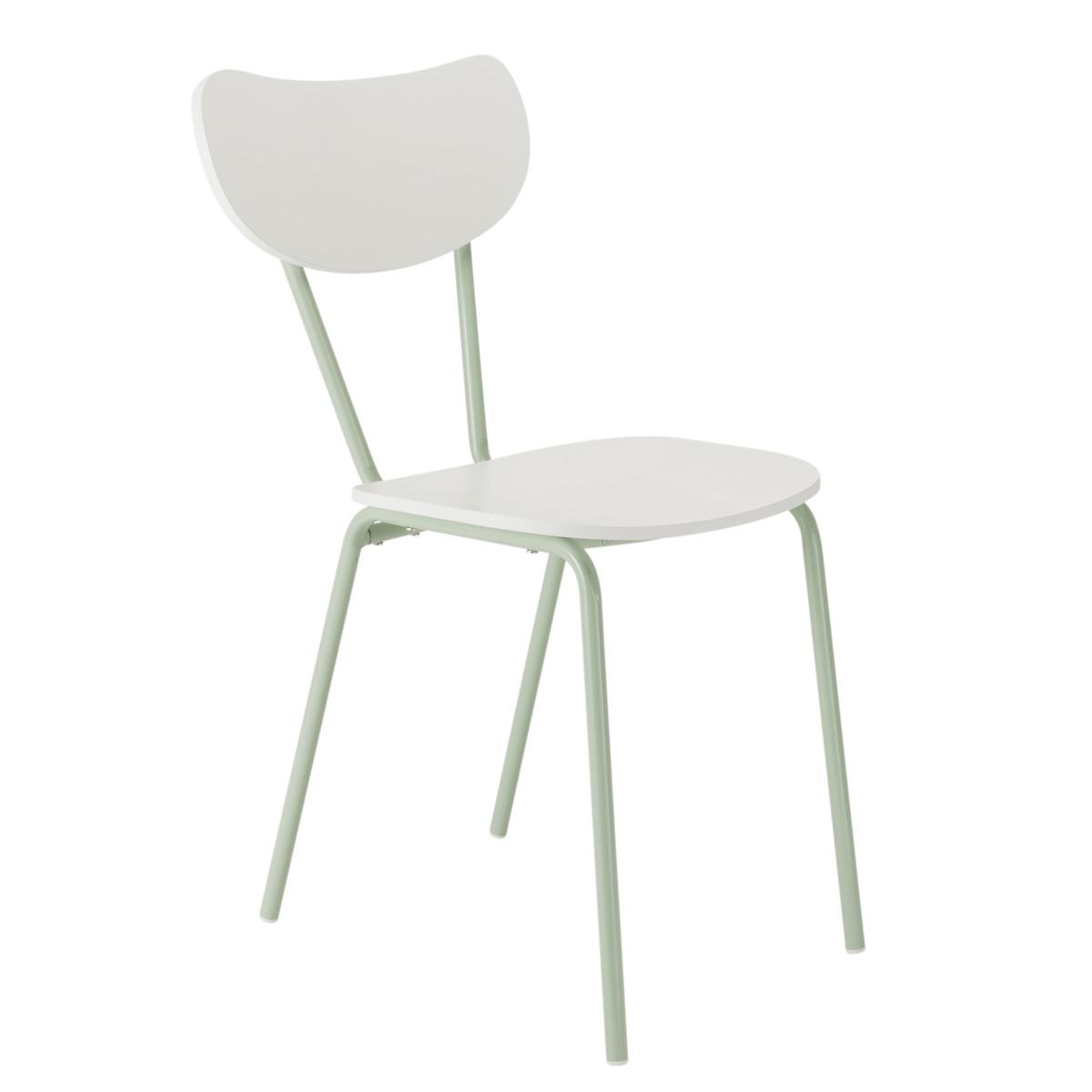 Chaise de cuisine Pin up - 40 x H 80 cm - blanc et vert pastel