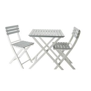 Table + 2 chaises de jardin en bois - différentes tailles - gris