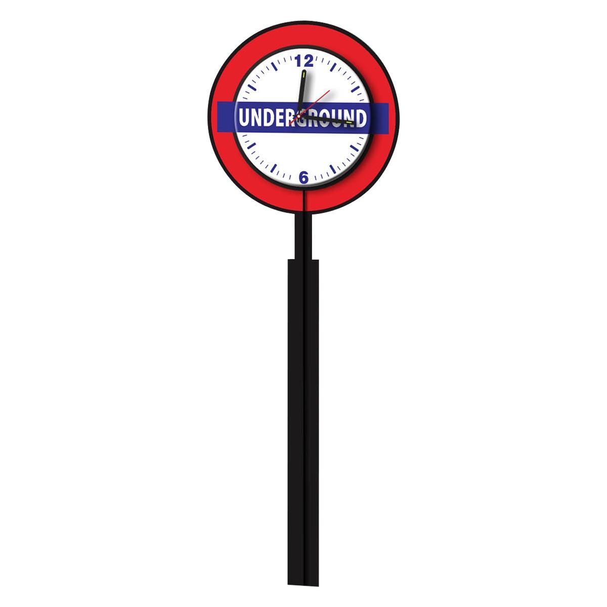 Horloge sticker Underground - 36 x H 115 cm - Gris, Rouge, Bleu