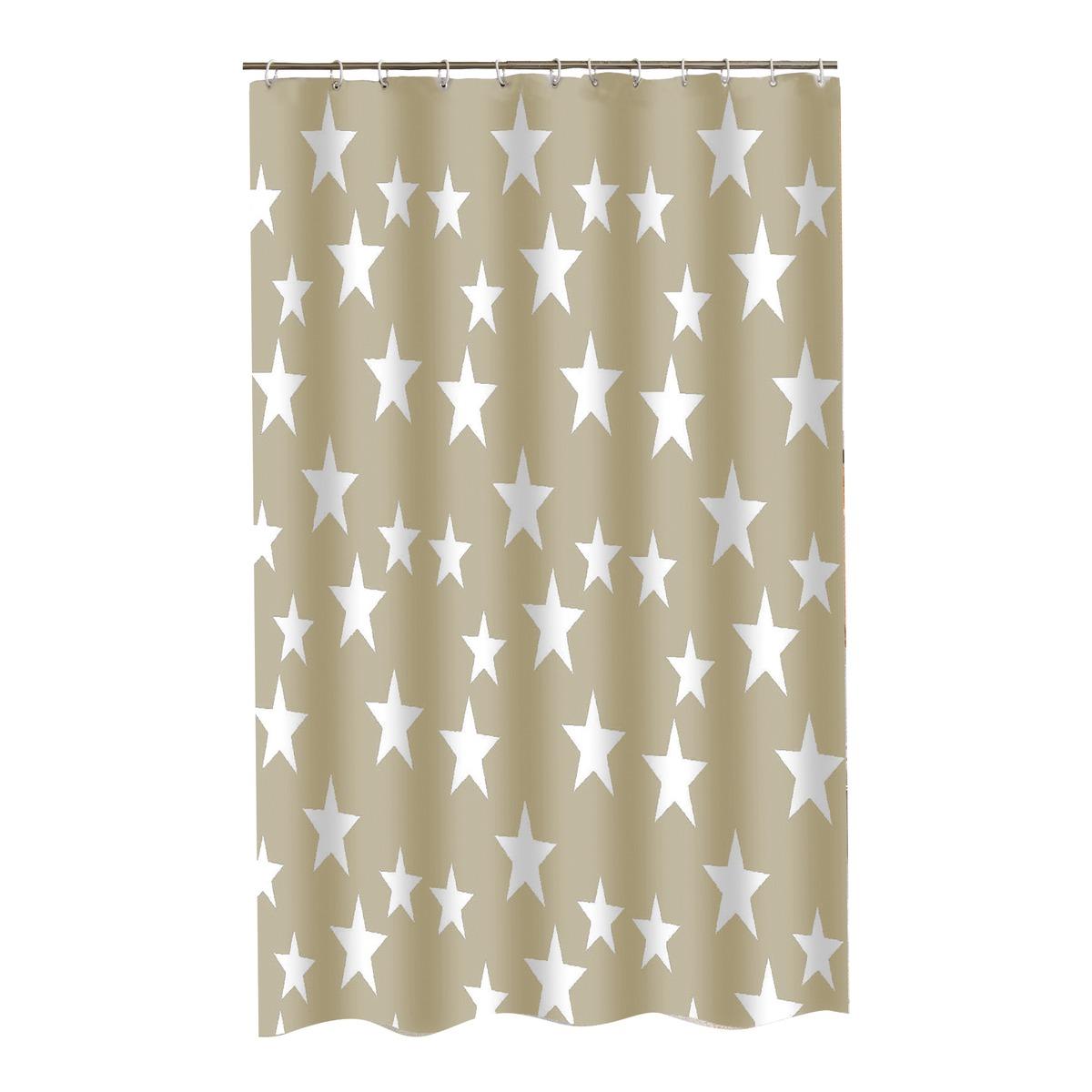 Rideau de douche motif étoile - 180 x 200 cm - Beige