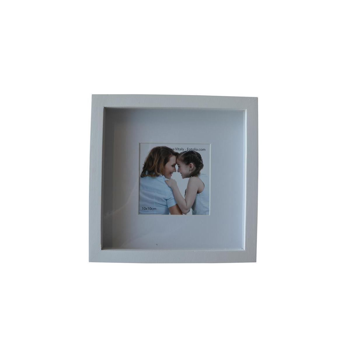 Cadre photo en bois  - 10 x 10 cm - Blanc