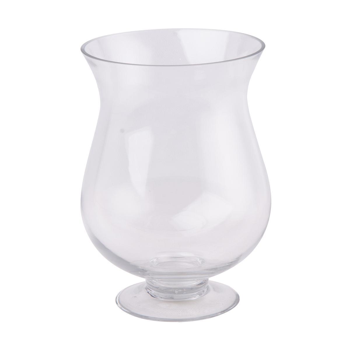 Vase évasé sur pied en verre 18,5 x H 25 cm transparent