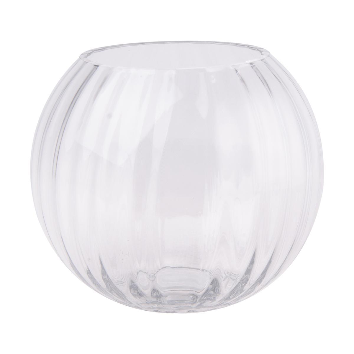 Vase forme boule en verre 20 x H 17 cm transparent