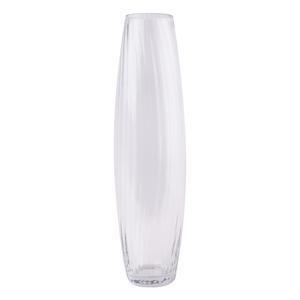 Vase cylindrique plissé en verre 10,5 x H 40 cm transparent