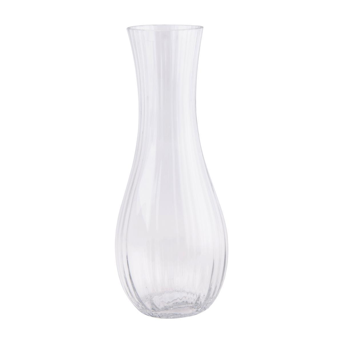 Vase forme carafe plissé en verre 13,5 x H 33 cm transparent