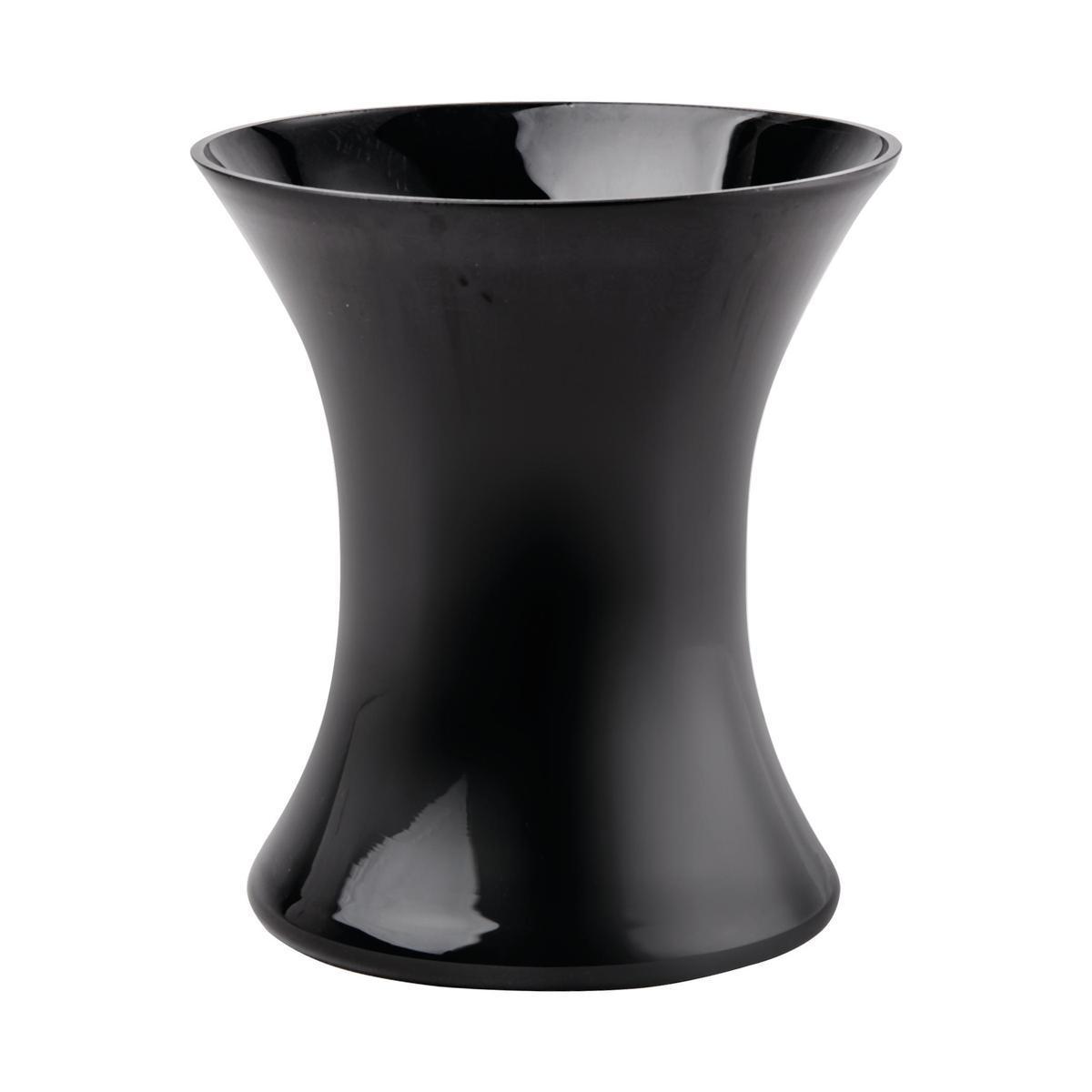 Vase forme conique en verre opaque diamètre 18 x H 20 cm noir