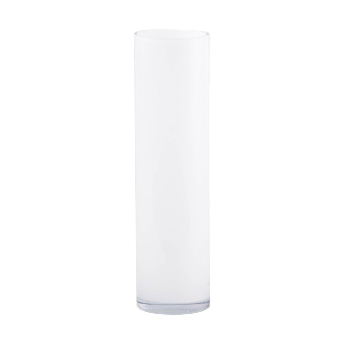 Vase forme tube en verre opaque 8 x H 30 cm blanc