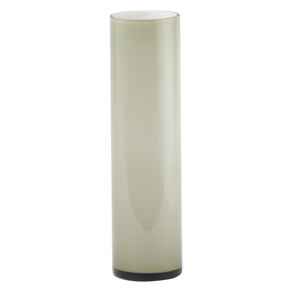Vase forme tube en verre opaque 8 x H 30 cm gris