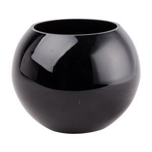 Vase forme boule en verre opaque 20 x H 16 cm noir