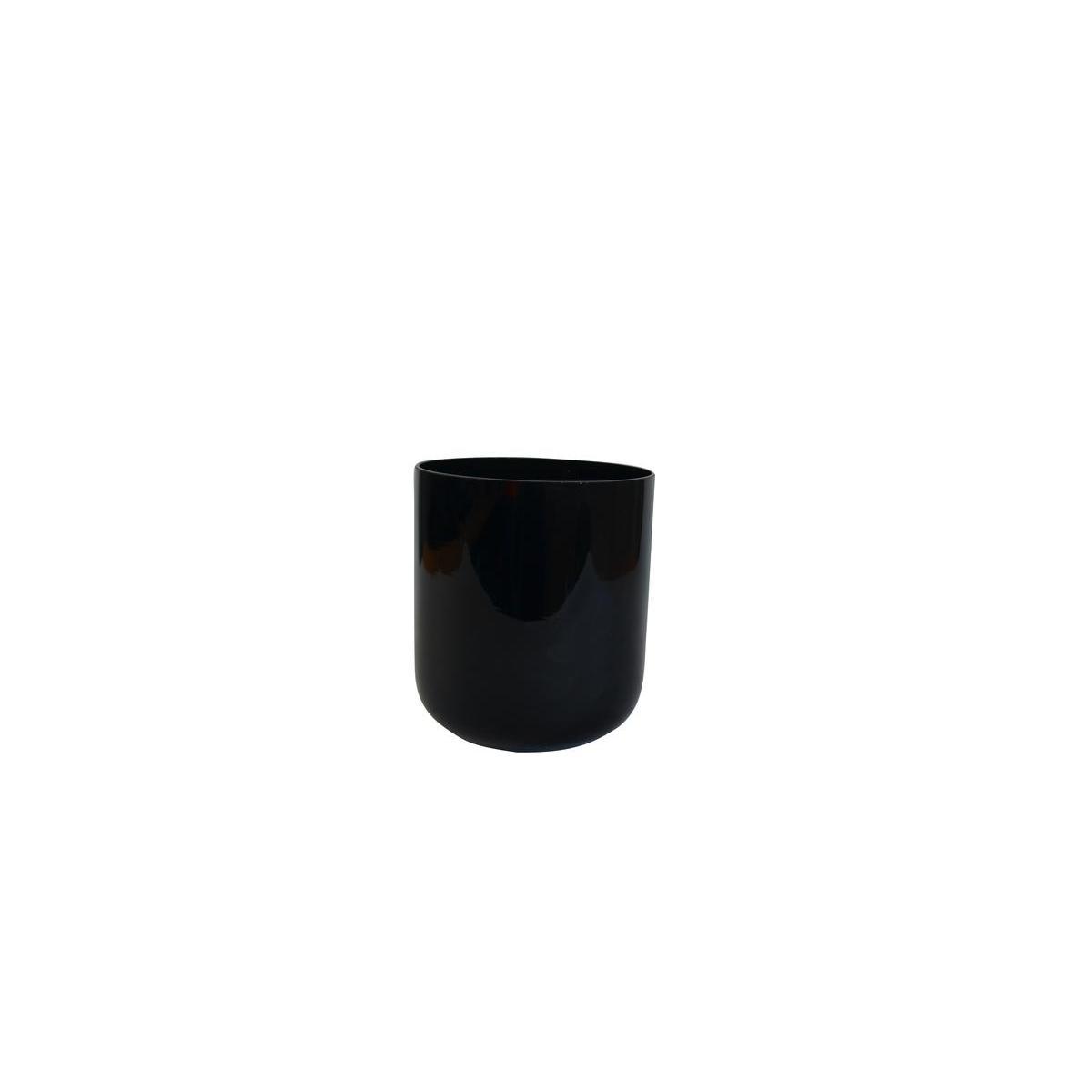 Vase forme pot en verre 16 x H 18,5 cm noir