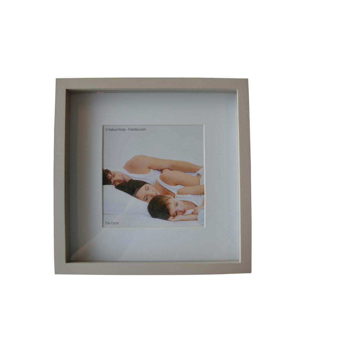 Cadre photo en bois - 15 x 15 cm - Beige