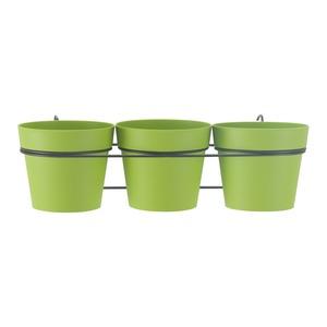 Jardinière avec 3 pots - diamètre 13 x 41,5 x 22 x H 15 cm - vert