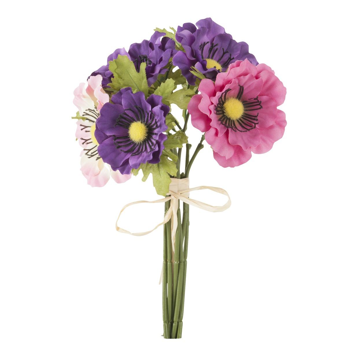 Bouquet de 7 anémones - H 22 cm - différents coloris