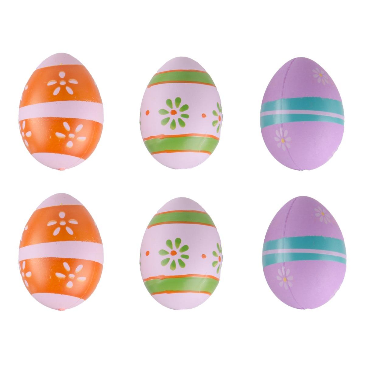 Lot de 6 œufs de Pâque - diamètre 6 cm - Différents modèles