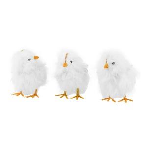 Lot de 3 Poussins - 12x 13 x H 14 cm - blanc