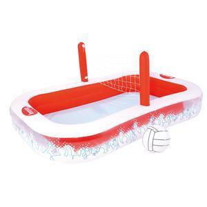 Piscine à volley + 1 balle + 1 filet - 254 x 168 x 97 cm - rouge et blanc