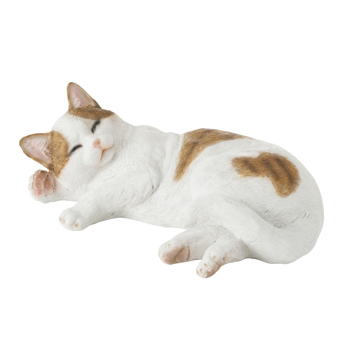 Figurine chaton - 36 x 24,5 x 13,5 cm - Blanc, Marron