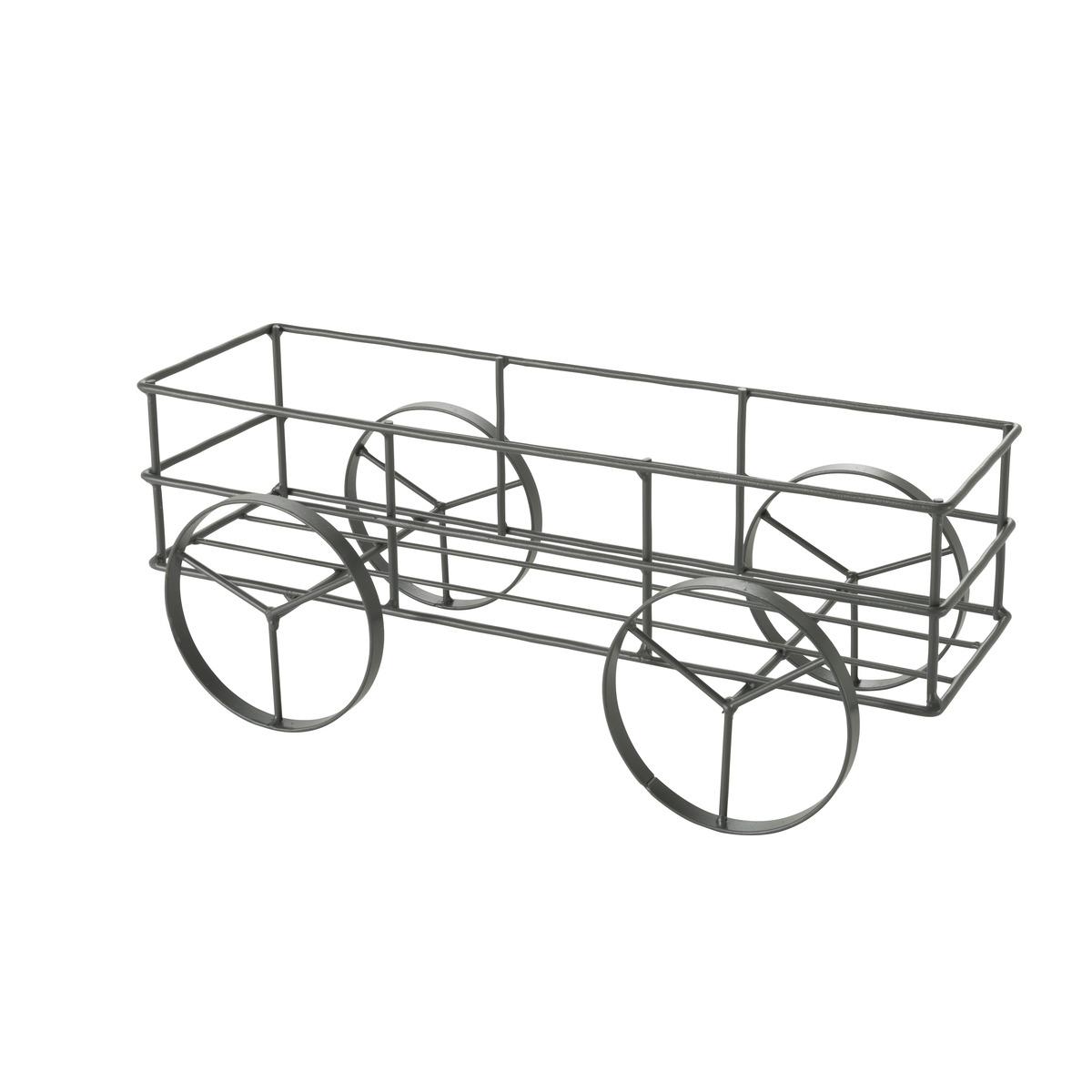 Porte-plante en forme de wagon - 43 x 19 x 16,5 cm - Gris