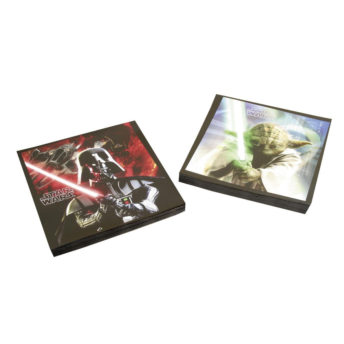 Lot de 20 serviettes en papier Star Wars - 33 x 33 c m - Multicolore