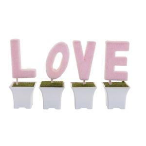 Topiaire love - hauteur 14 cm - rose, blanc