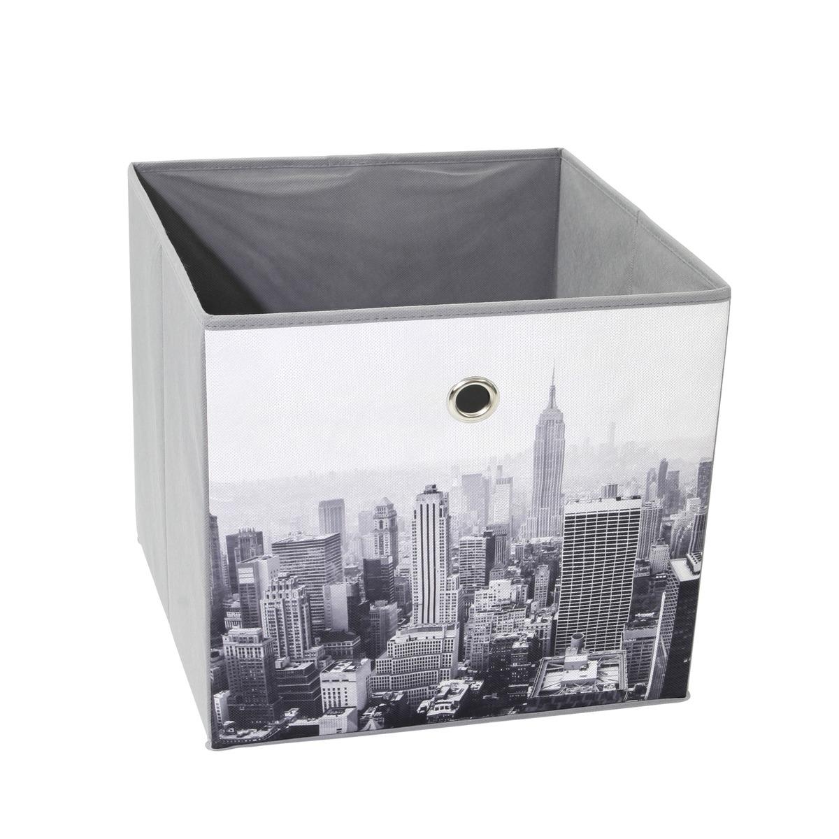Cube de rangement New York - 28 x 28 x 28 cm - gris, jaune