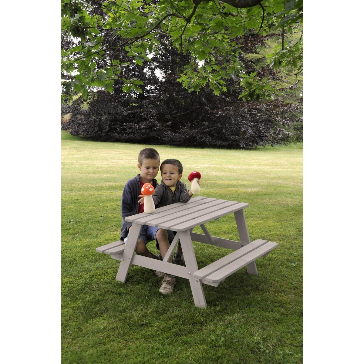 Table de jardin pour enfant - 90 x 91,5 x H 50 cm - marron taupe