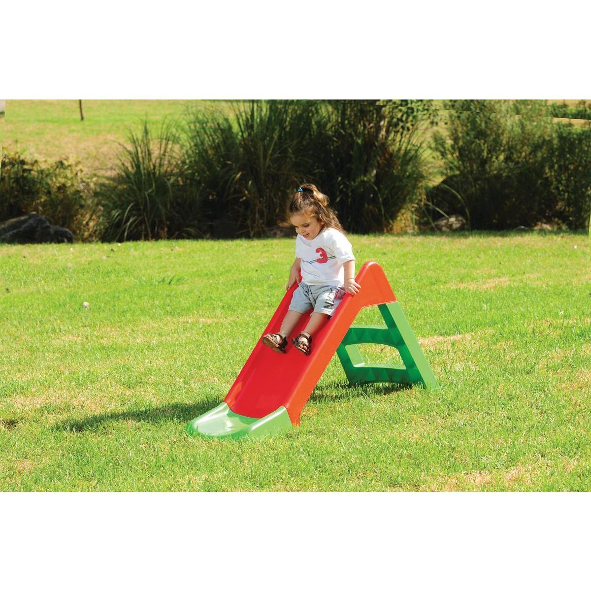 Toboggan pour enfant - Plastique - 135 x 46 x H 67 cm - Vert et rouge