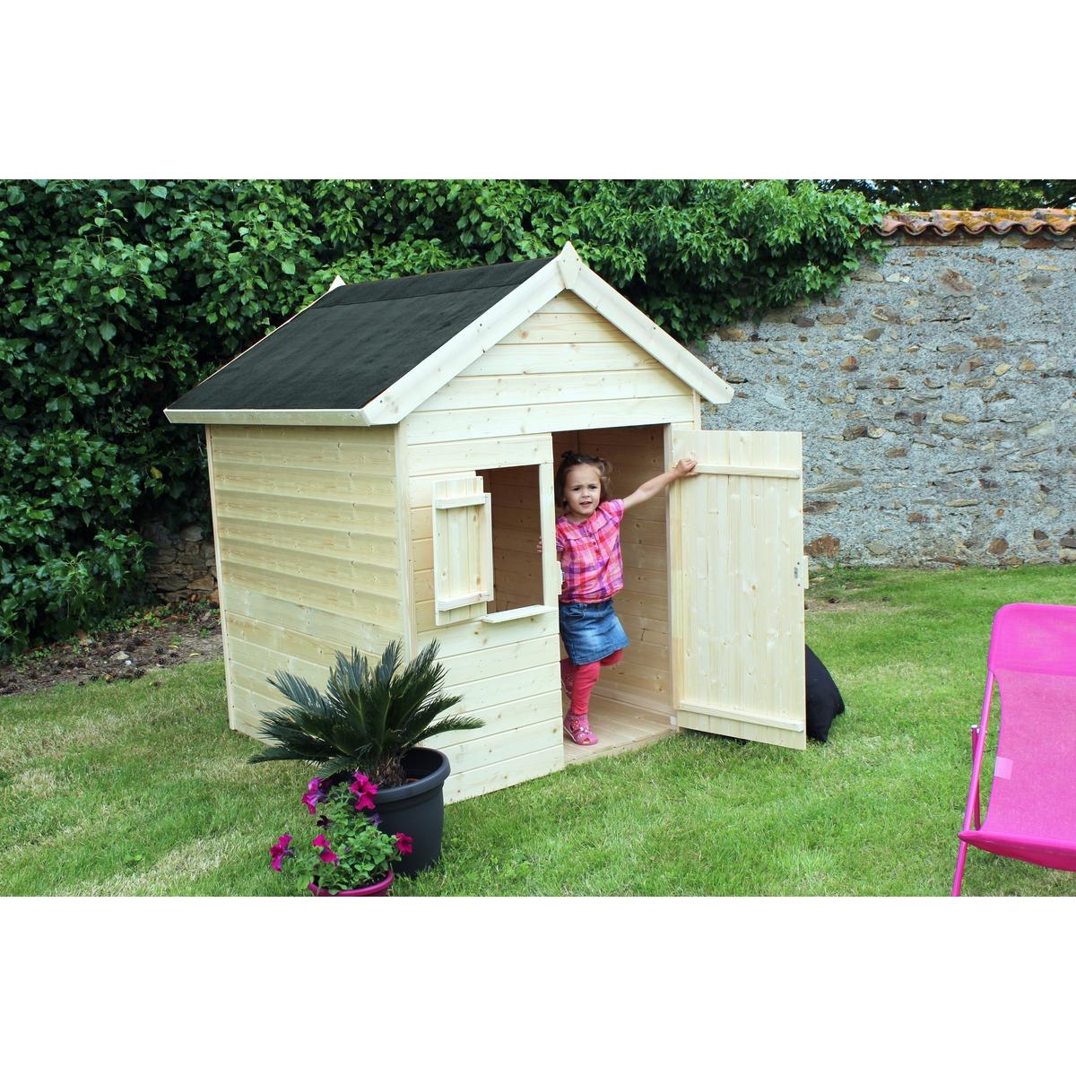 Maisonnette Hugo en bois - 1,45 x 1,3 x 1,6 m - marron