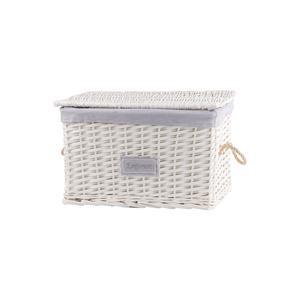 Malle en osier - 41 x 23 x 23 cm - blanc