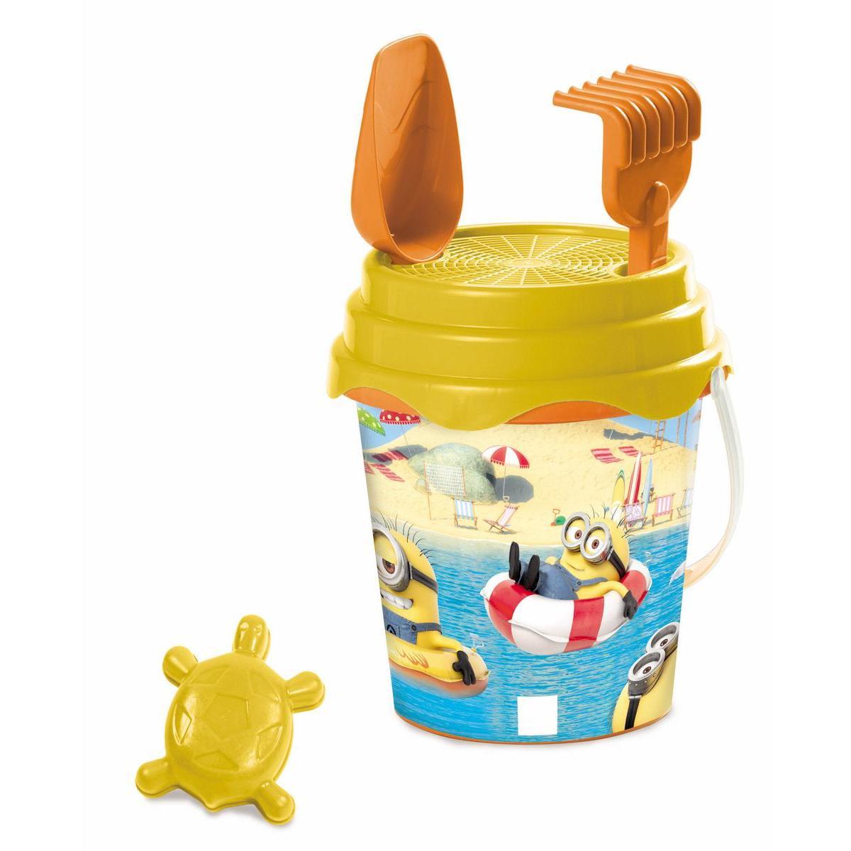 Seau + 3 accessoires de plage Minions - Polypropylène - H 19 cm - Multicolore