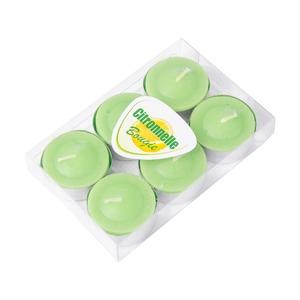 Lot de 6 bougies chauffe-plat à la citronnelle - 11,5 x 7,7 x 2 cm - différents coloris