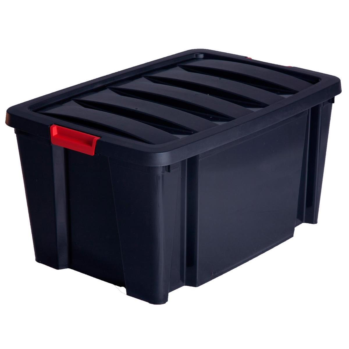 Box de rangement avec couvercle - 56.5 x 39 x H 29.2 cm - Noir