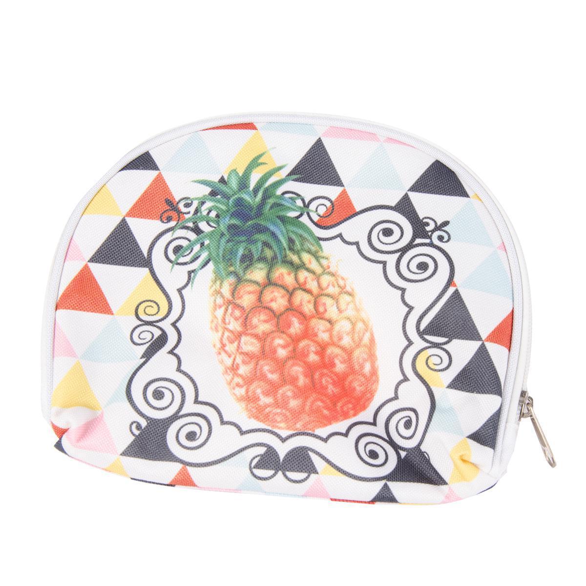 Pochette ronde ananas - Polyester - 19 x 13 x 4 cm - Multicolore