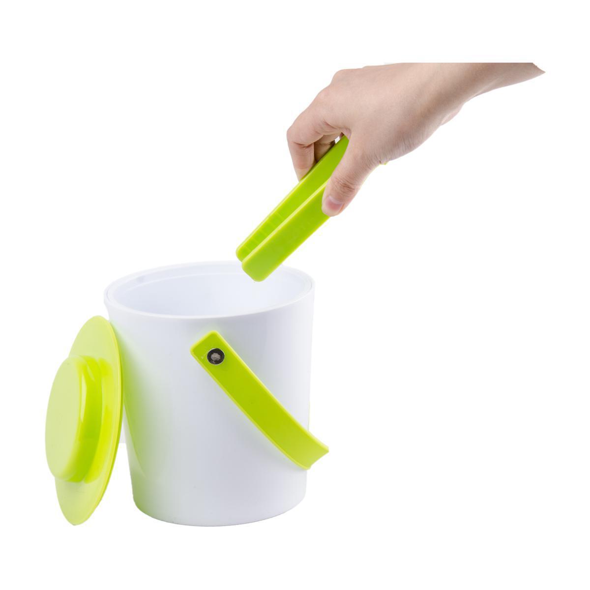 Seau à glace - Plastique - Diamètre 15 x Hauteur 17 cm - Vert et Blanc