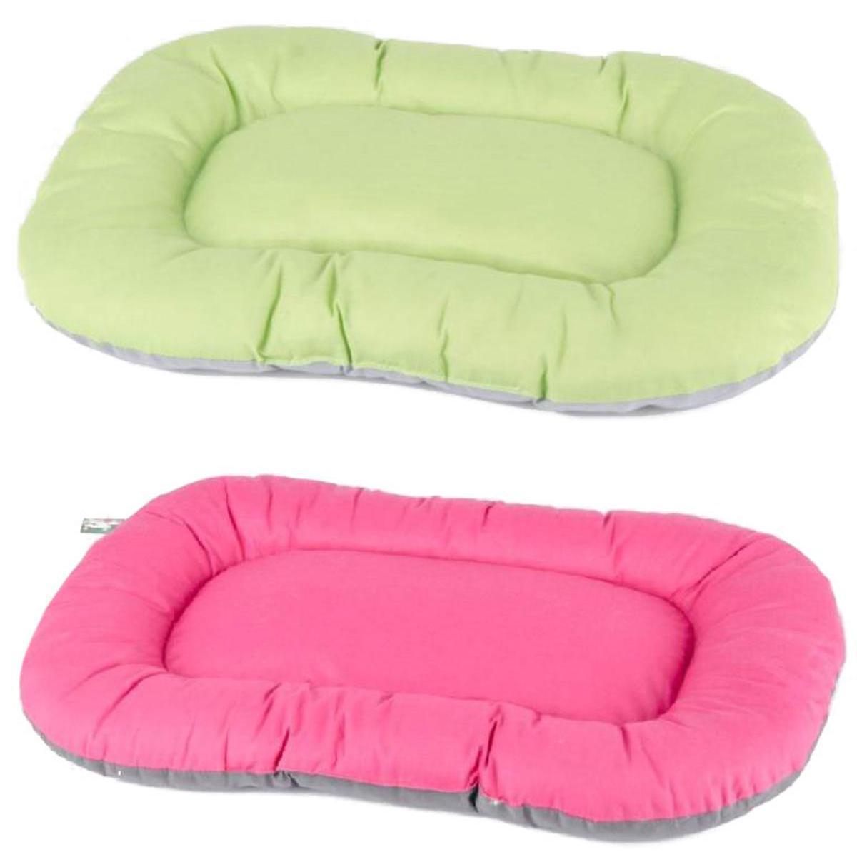 Coussin ovale - Polyester et fibres de polypropylène - 50 x 35 x H 7 cm - Rose ou vert