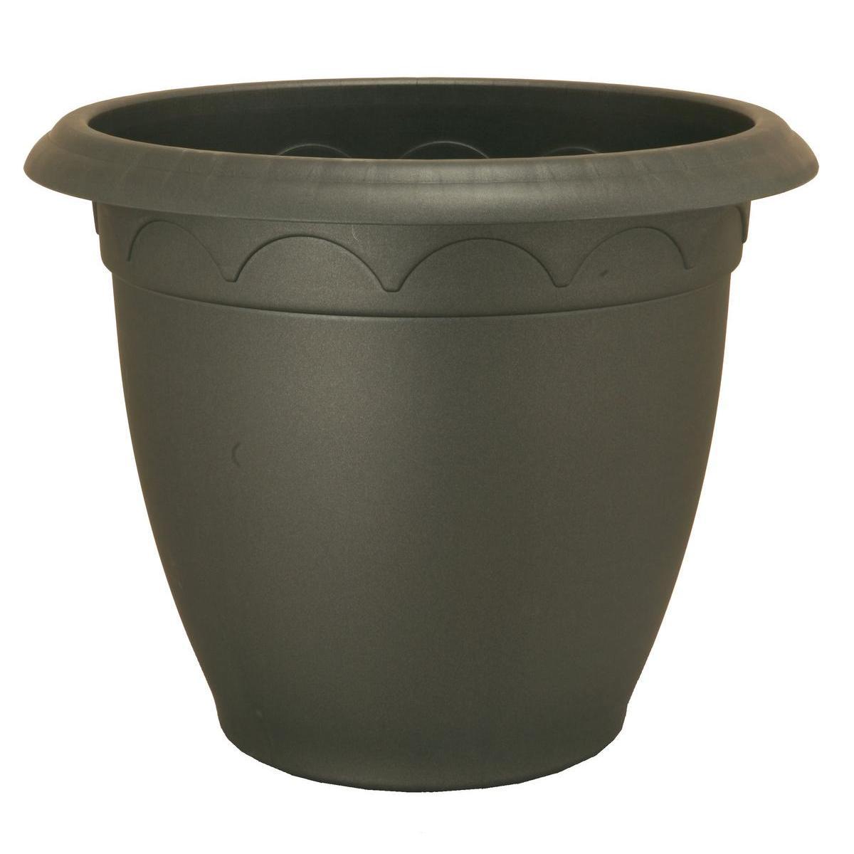 Pot à fleurs rond Campa - Plastique - Ø 39 x H 29 cm - Gris anthracite