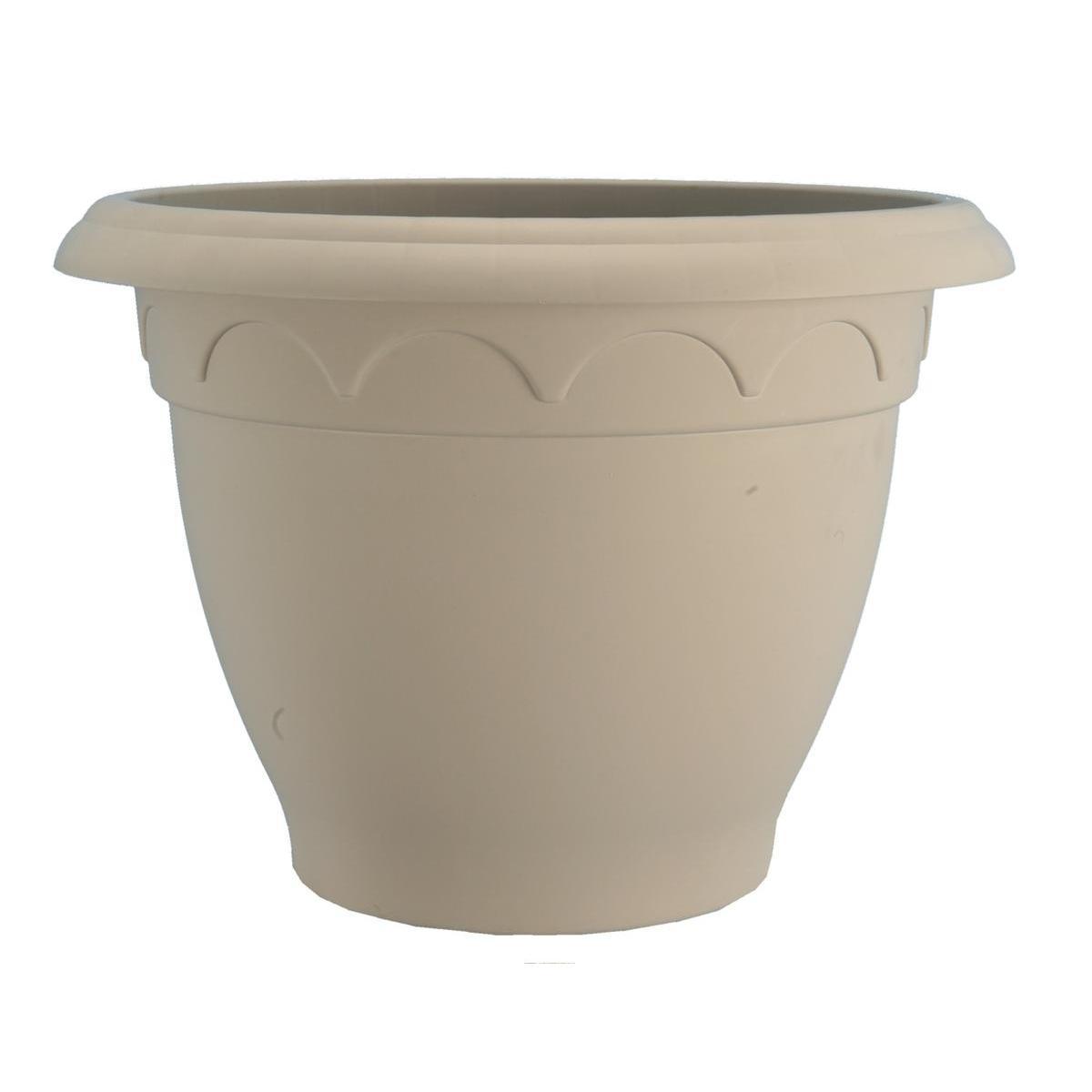 Pot à fleurs rond CAMPA - Plastique - Ø 39 x H 29 cm - Marron taupe